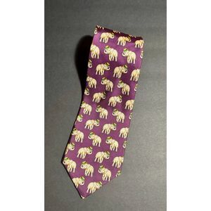 Brooks Brothers Makers Silk Tie Purple Elephant Print Made USA Classic Necktie